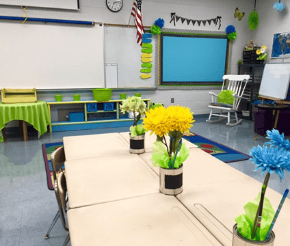 Paint Cans as Table Markers and Pencil Holders