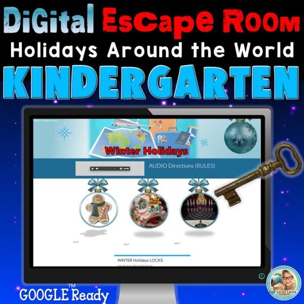 Winter Holidays Around the World Digital Escape™ Room for KINDERGARTEN