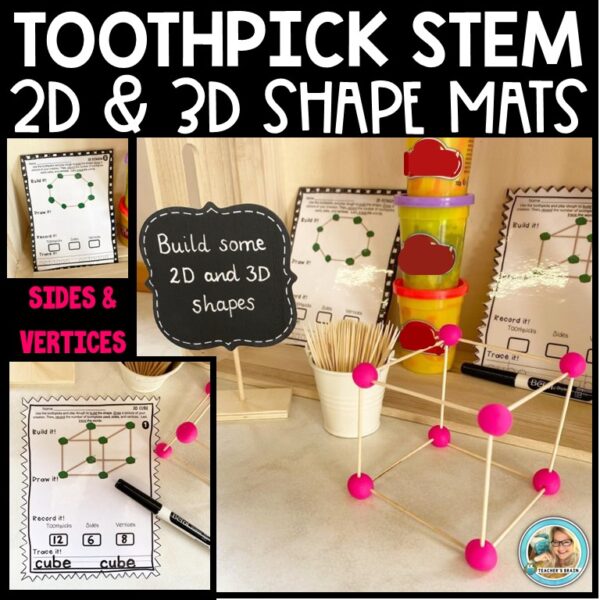 STEM Activities and Challenges | Toothpick 2D 3D SHAPE Mats