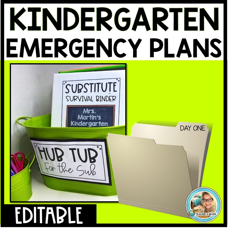 Emergency Sub Plans KINDERGARTEN (TEN DAYS) Editable