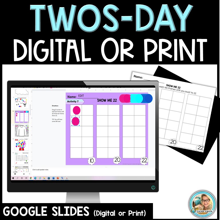 TWOs-Day VIRTUAL | 2s Day | Google Slides PRINT OPTION | TWOSDAY 2022 - Image 3