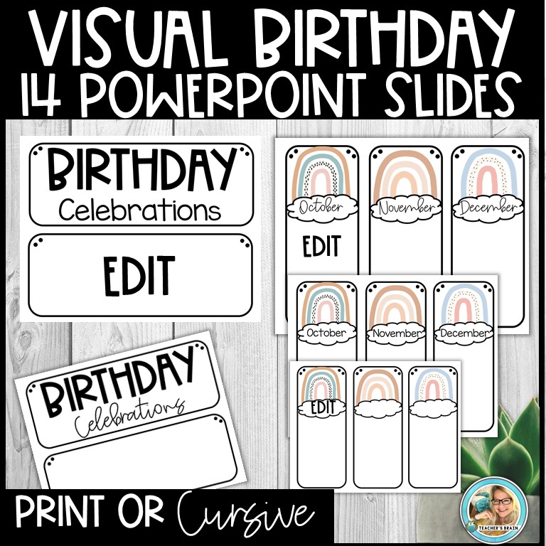 EDITABLE Birthday Chart Display Cards | Boho - Image 2