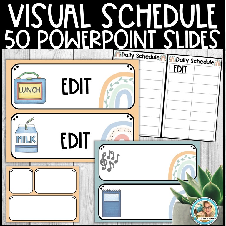 Classroom Daily Visual Schedule EDITABLE Cards BOHO RAINBOW Classroom Decor - Image 4