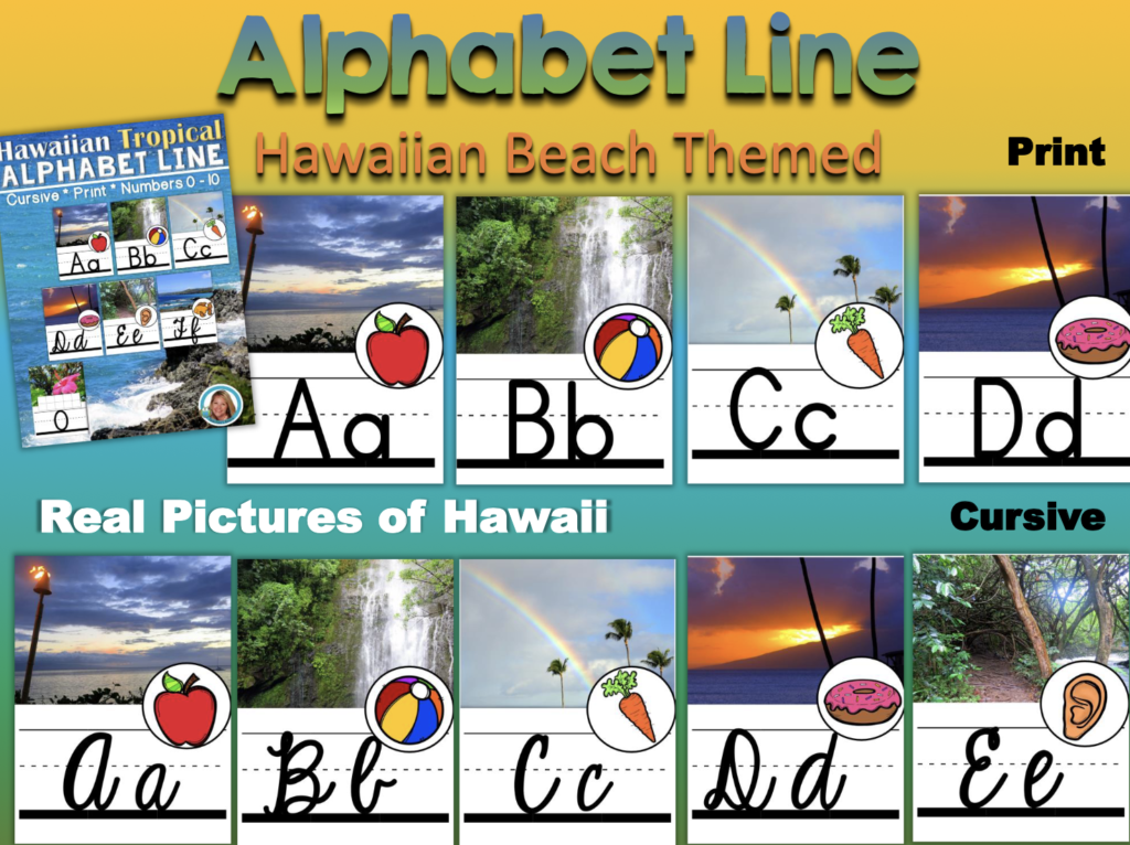 beach themed decor alphabet line