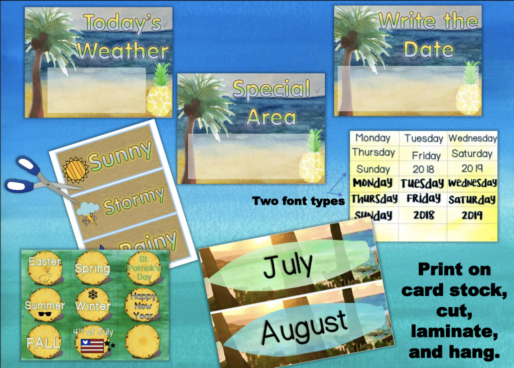 beach themed class decor