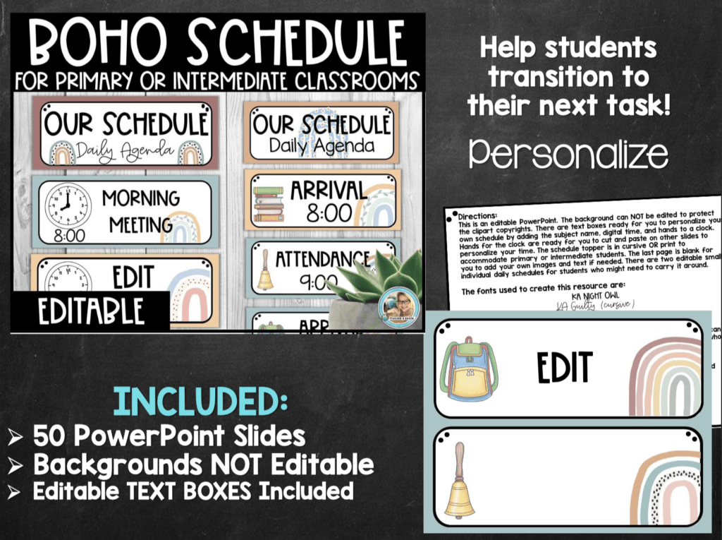 boho visual schedule preview