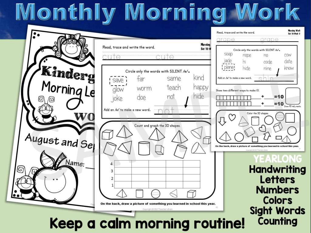 kindergarten morning work