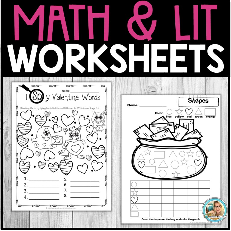 Valentine's Day Worksheets Math and Literacy | Kindergarten and First Grade - Image 3