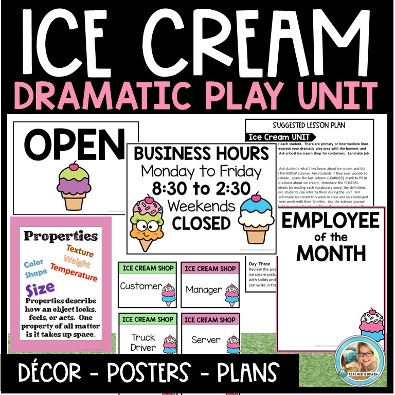 ICE CREAM SHOP Dramatic Play Room Transformation with Lesson Plans - Image 3