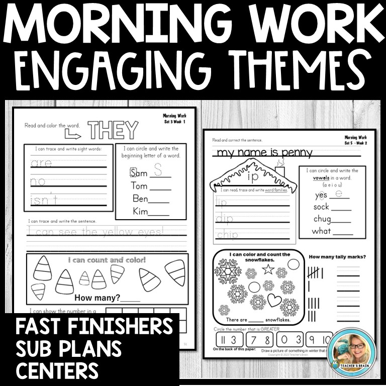 Morning Work First Grade | 1st Grade Math and Literacy Journals for the YEAR - Image 3