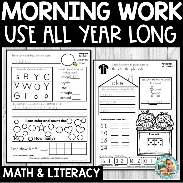 Morning Work First Grade | 1st Grade Math and Literacy Journals for the YEAR - Image 4