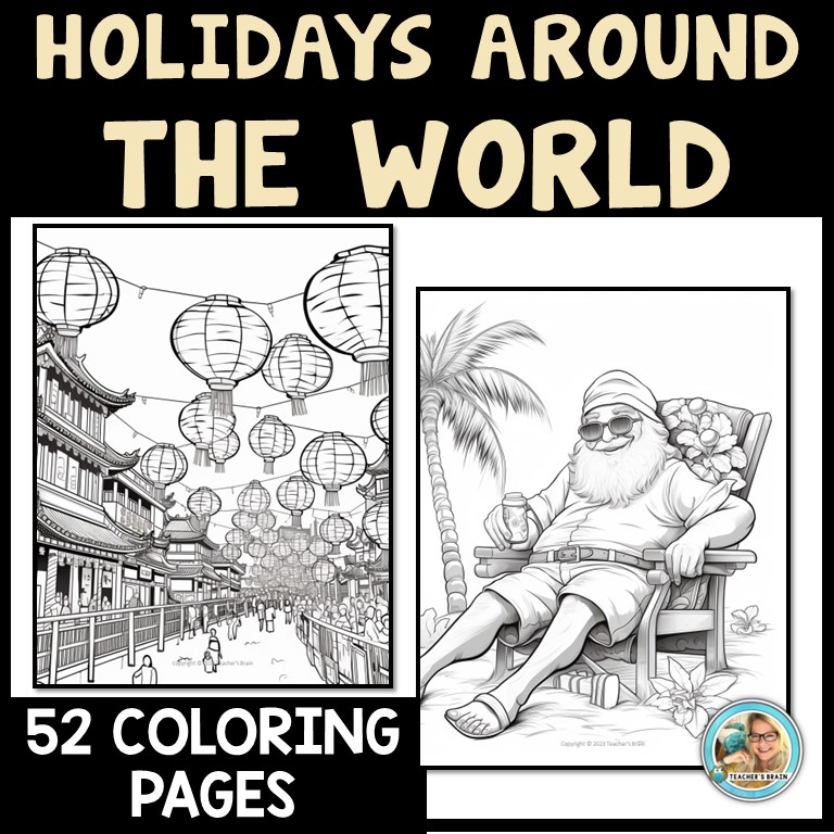 Winter Coloring Pages | Holidays Around the World | Christmas Printables - Image 3