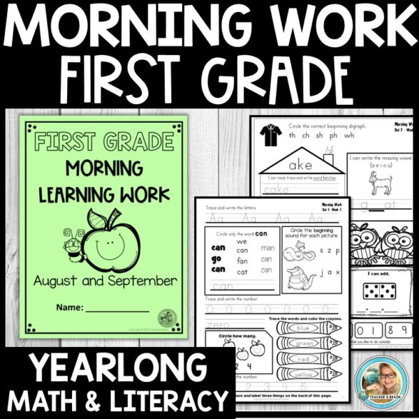 Morning Work First Grade | 1st Grade Math and Literacy Journals for the YEAR