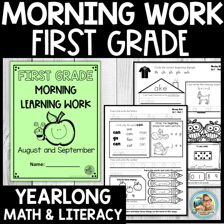Morning Work First Grade | 1st Grade Math and Literacy Journals for the YEAR