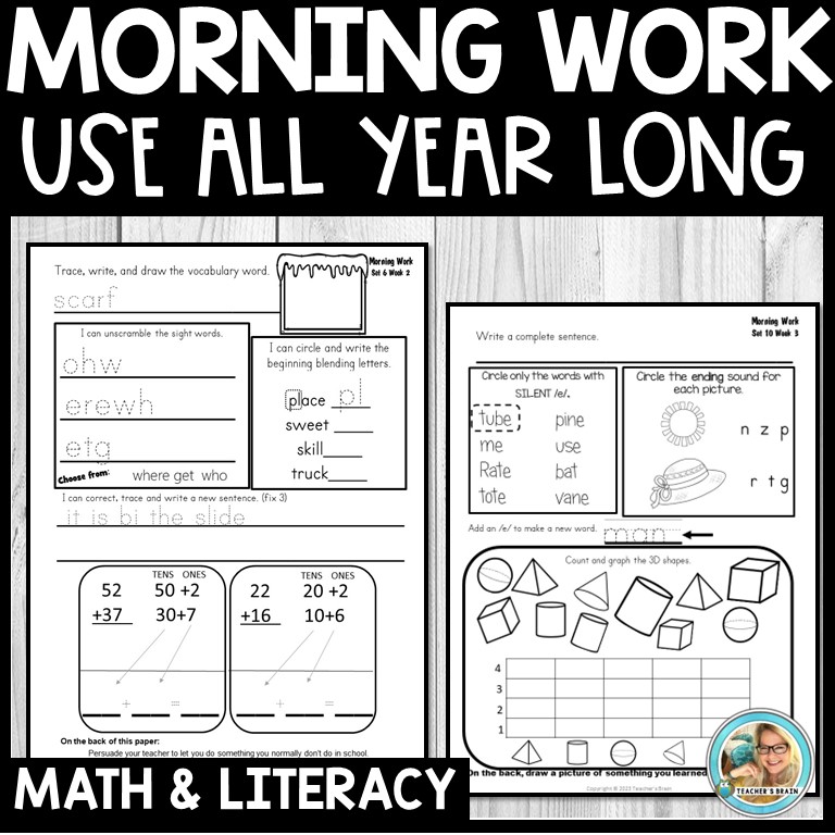 Morning Work Second Grade | 2nd Grade Math and Literacy Journals for the YEAR - Image 4