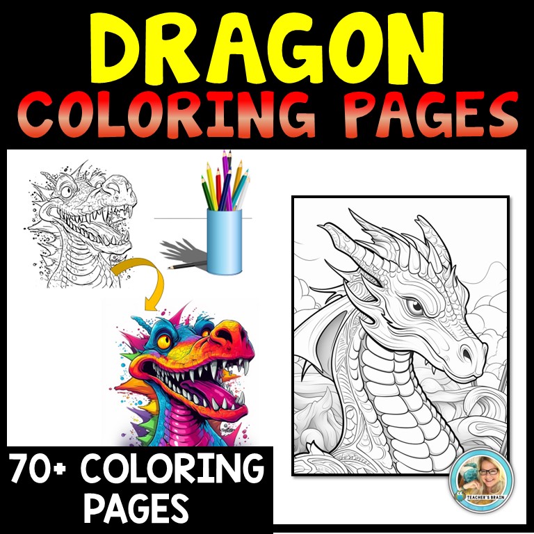 Dragon Coloring Pages | BOOK | Coloring Sheets | Word Find Activities - Image 2