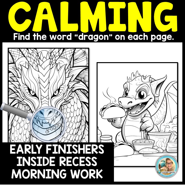 Dragon Coloring Pages | BOOK | Coloring Sheets | Word Find Activities - Image 3