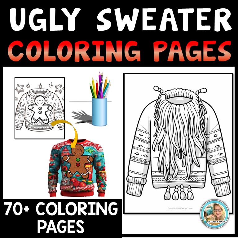Ugly Christmas Sweater Templates & Coloring Pages | Sheets | Activities - Image 2