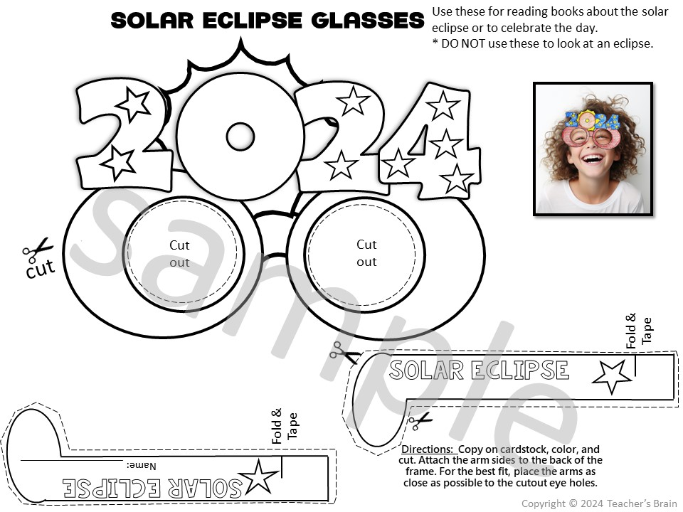 Solar Eclipse 2024 Activities | Craft | Glasses | Writing - Image 2