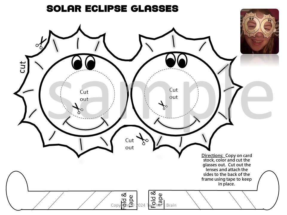 Solar Eclipse 2024 Activities | Craft | Glasses | Writing - Image 3