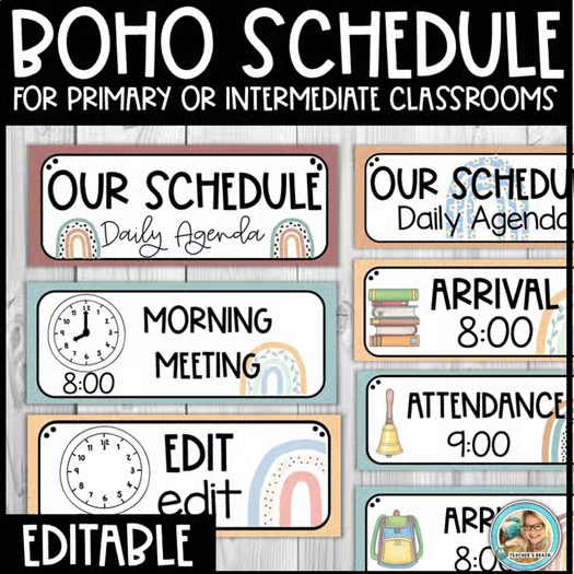 boho schedule classroom organization