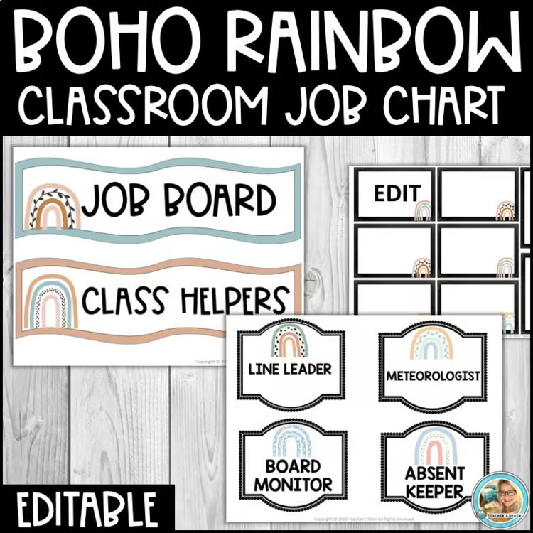 boho rainbow classroom decor
