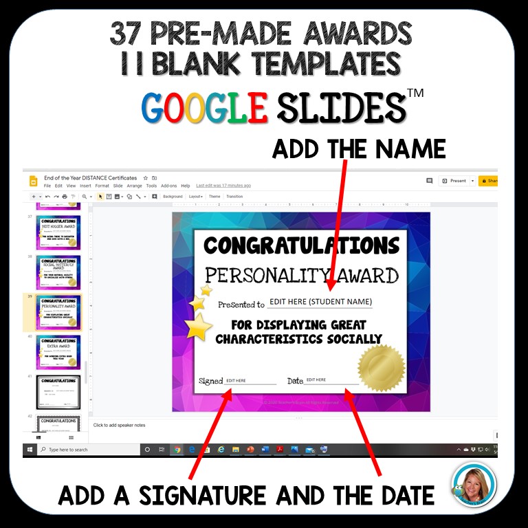 Editable Class Superlatives End of the Year Awards | Google Slides - Image 2