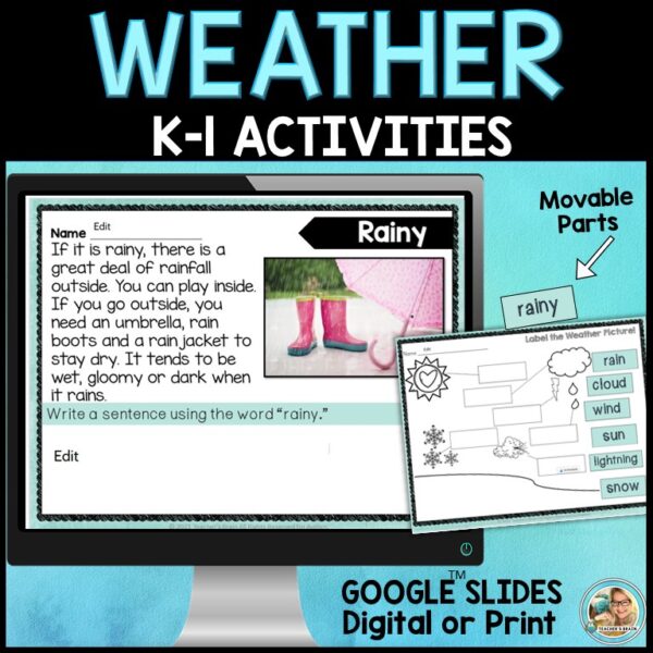 Weather Activities KINDERGARTEN First Grade | Google Slides