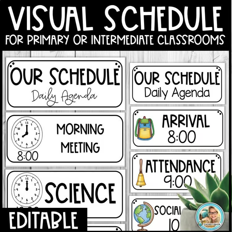 calm classroom visual schedule