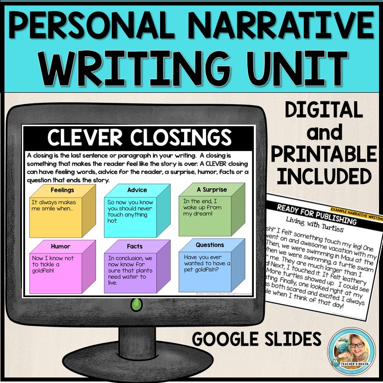 Personal Narrative Writing Unit for First Grade - Google Slides