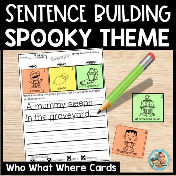 SPOOKY Writing Sentence Building - Halloween Center
