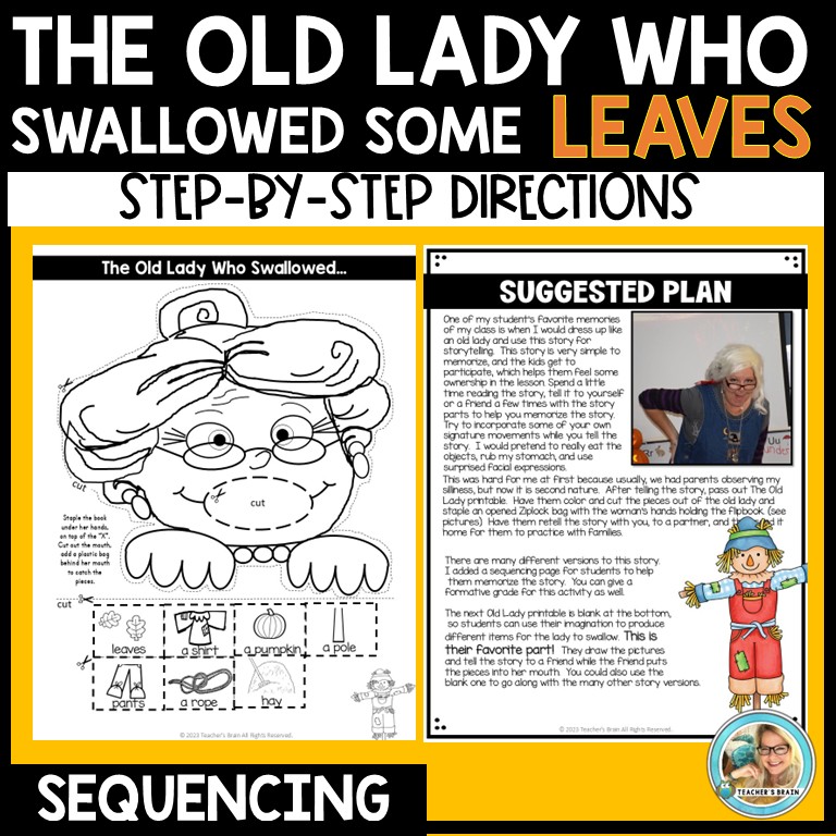 There was an Old Lady Who Swallowed Some Leaves Sequencing Flipbook - Image 2