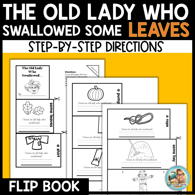 There was an Old Lady Who Swallowed Some Leaves Sequencing Flipbook - Image 3