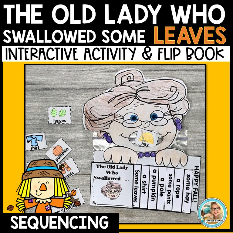 There was an Old Lady Who Swallowed Some Leaves Sequencing Flipbook