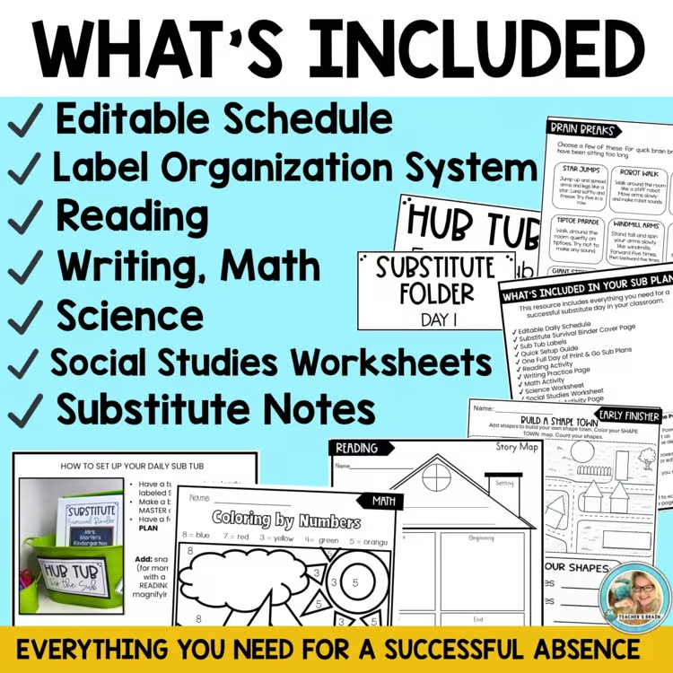 sub plans for kindergarten