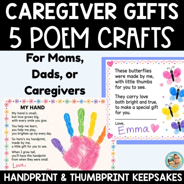 Mother’s Day Handprint Craft | Father’s Day Thumbprint Gift | Caregiver Keepsake POEMS