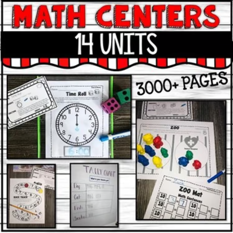 kindergarten curriculum bundle math centers