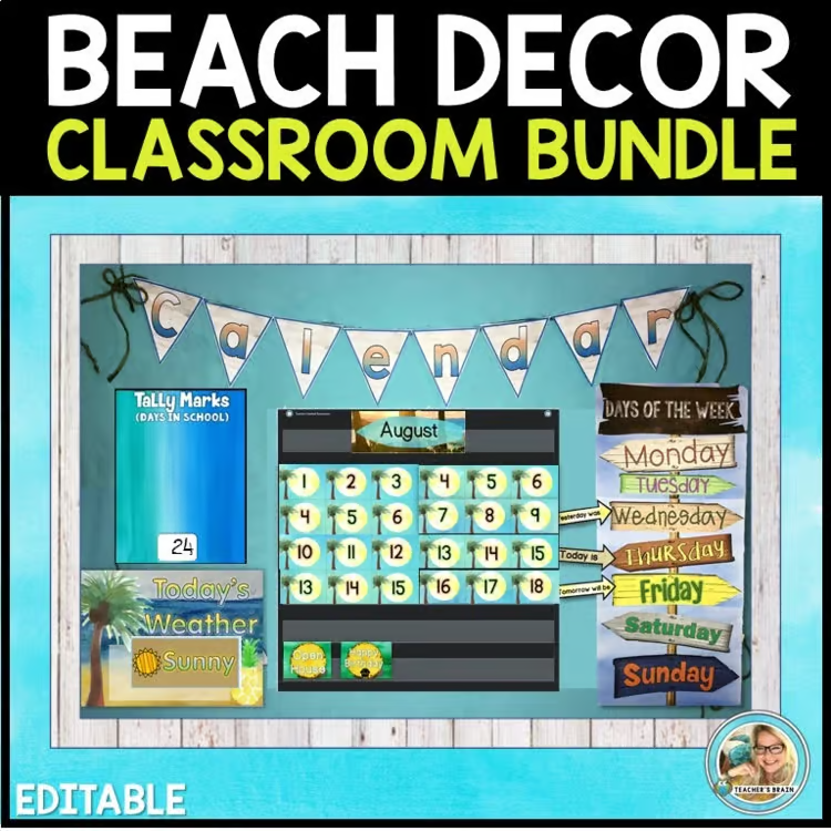 beach themed classroom decor bundle 