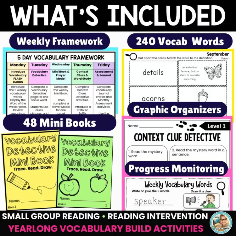 Yearlong vocabulary activities for elementary students