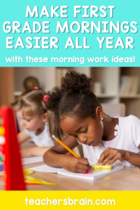 Child working on first grade morning work.