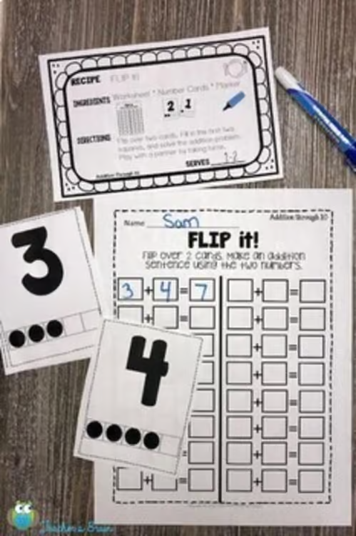 Worksheets for kindergarten math centers. 