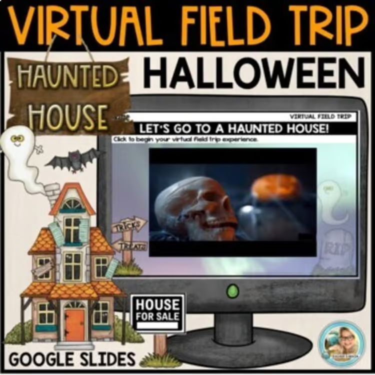 Halloween writing activities and haunted house virtual field trip for K–2 classrooms