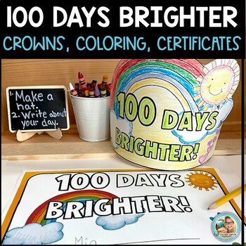 100 Days Brighter Crown – Hats, Coloring Pages and Writing