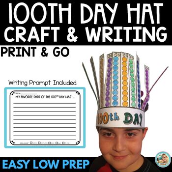 100th Day of School Hat Craft and Writing Activity