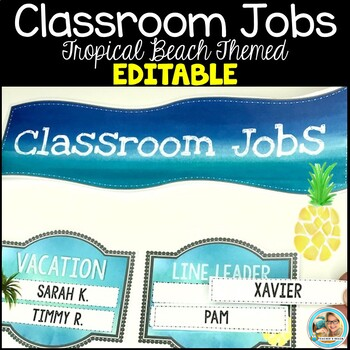 Editable Classroom Jobs Chart | Beach Theme Job Cards