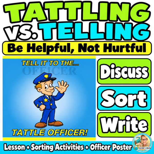 Tattling vs. Telling Activities and Officer Poster