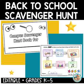 Editable School Scavenger Hunt | Back-to-School Campus Tour
