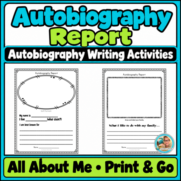 Autobiography Writing Project | All About Me Report & Rubric