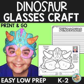Dinosaur Glasses Craft & Writing Prompts | Printable Activities