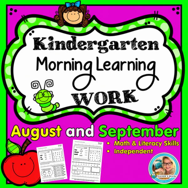 Kindergarten Morning Work for August and September | Math & Literacy
